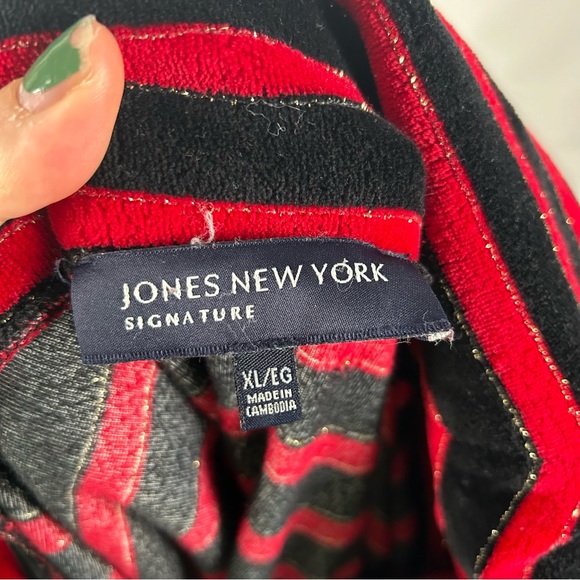 Jones New York Red Black Soft Cowl Neck Sweater Size XL - Picture 5 of 5